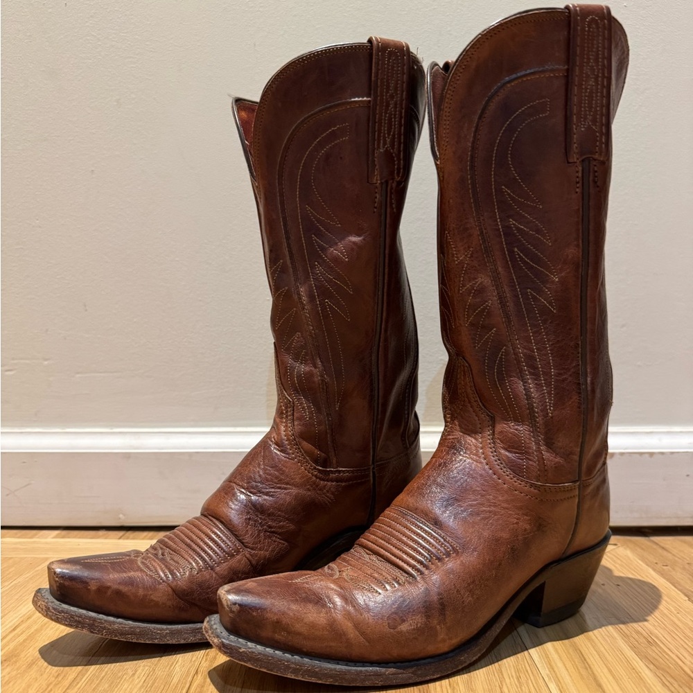 Lucchese Brown Leather Cowboy Boots